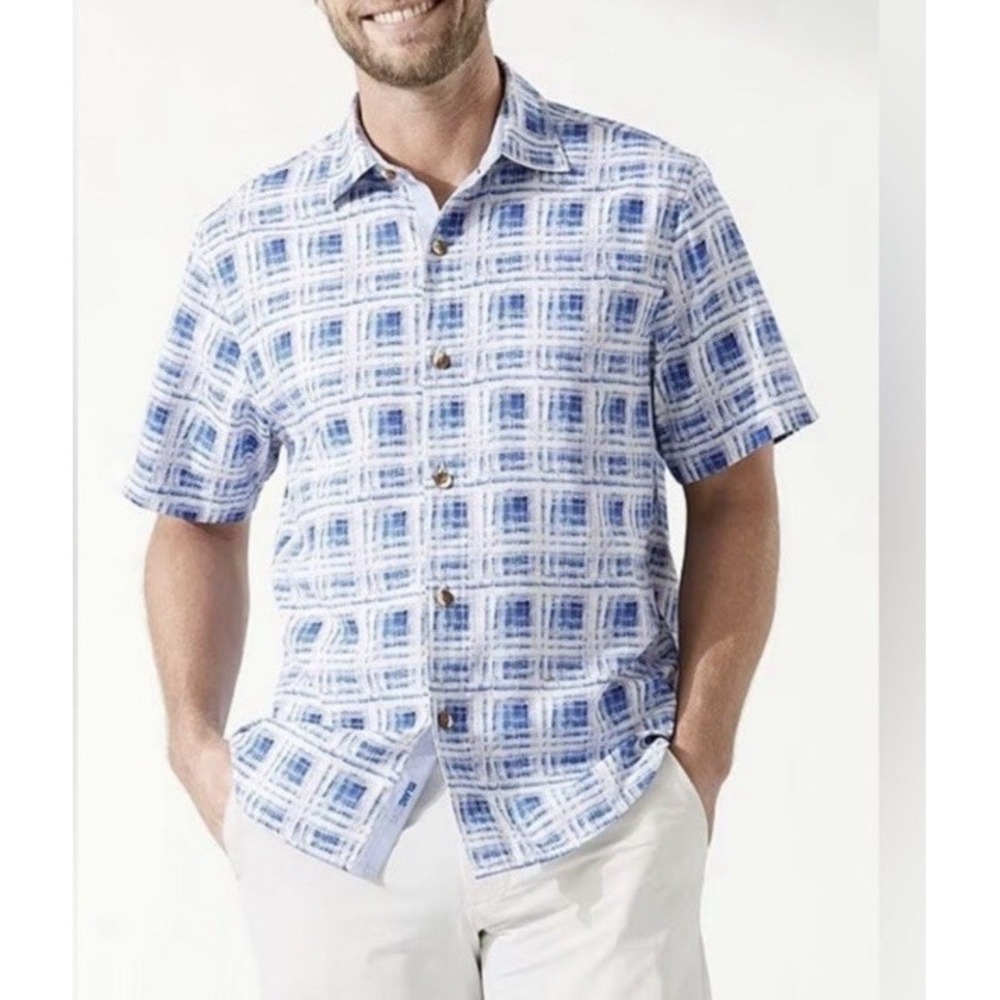 Tommy Bahama Coast Washed Away IslandZone Short-SleeveShirt Silk Tropical Sz XL